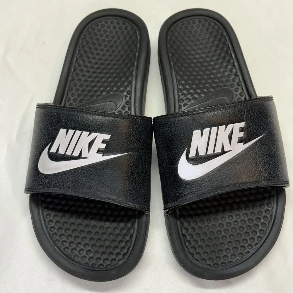 Nike Benassi JDI Sandlas Mens Size 8 Black White Slip On Slides 343880-090